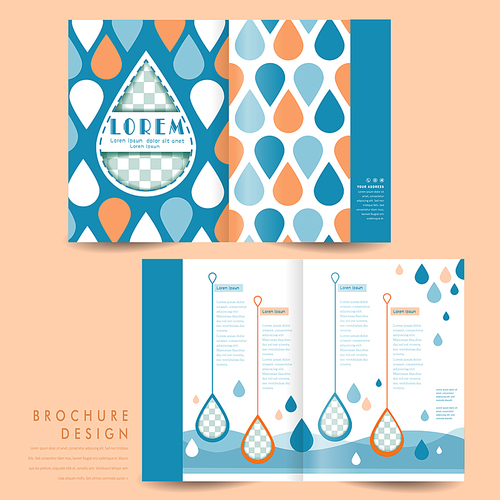 lovely half-fold template design with water drop elements