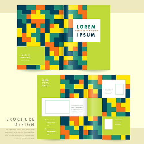 modern half-fold template design with colorful block elements