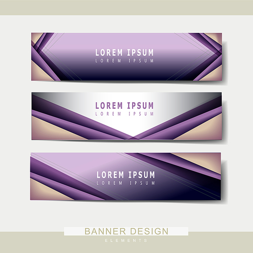 modern banner template set design with purple line elements