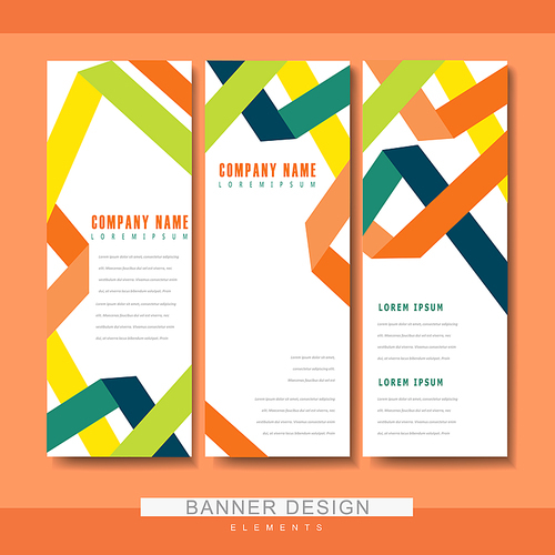 trendy banner template set design with paper folded elements