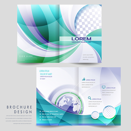 abstract half-fold template design with glossy curved elements