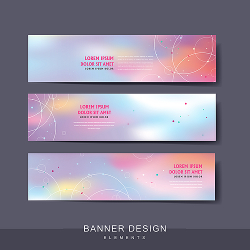 abstract banner template set design with blurred colorful background