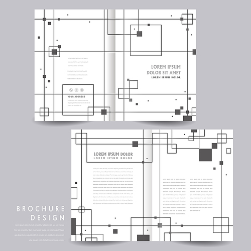 abstract half-fold template design with geometric elements