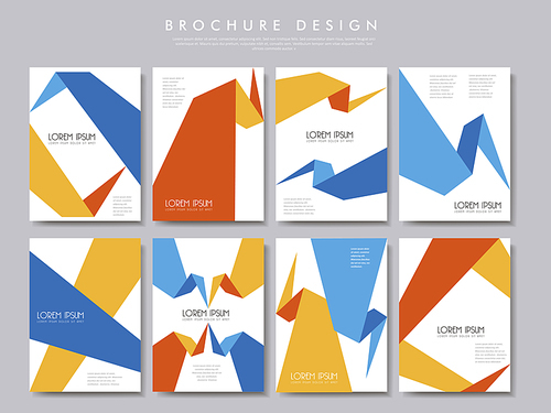 creative brochure template design with colorful origami elements