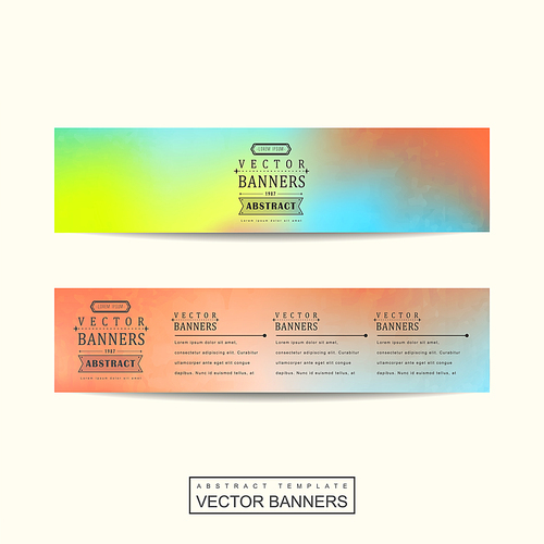 fantastic banner template set design with watercolor blurred background