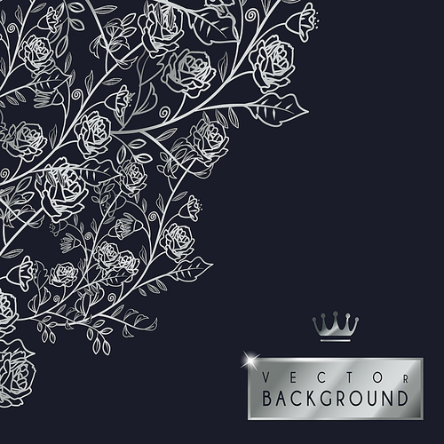 elegant poster template design with exquisite silver floral elements