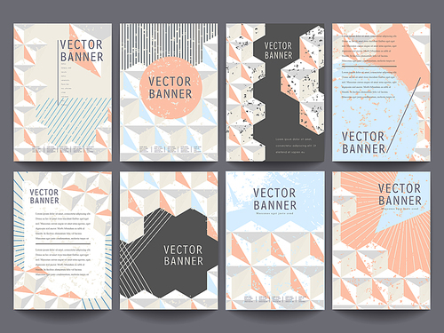 lovely brochure template design set with geometric triangle elements
