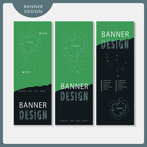trendy banner template set design in green and black