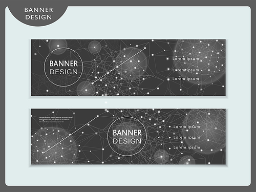 elegant banner template set design with polygon elements
