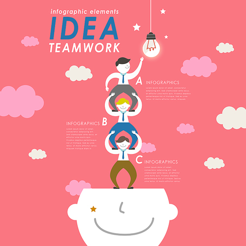 Teamwork concept flat design with people fixing bulb