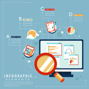 Business analysis concept with tablet and chart graph in flat style