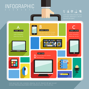 Bring your own device flat design with a big suitcase