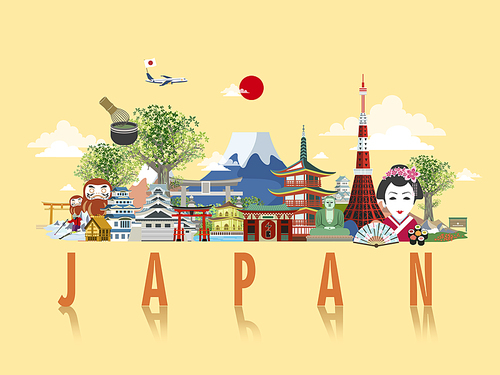 wonderful Japan travel poster design in flat style