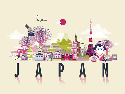 wonderful Japan travel poster design in flat style