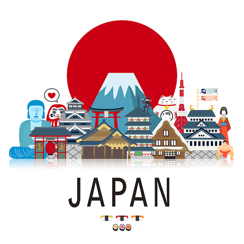 attractive Japan travel poster in flat style