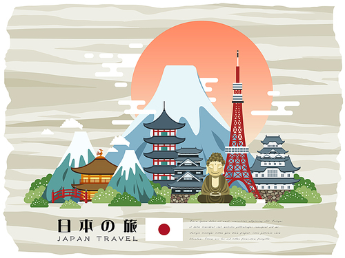 attractive Japan travel poster - Japan Travel in Japanese words