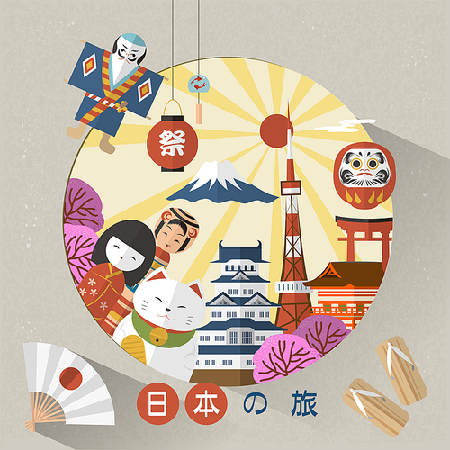 lovely Japan travel poster - Japan Travel and Festival in Japanese words