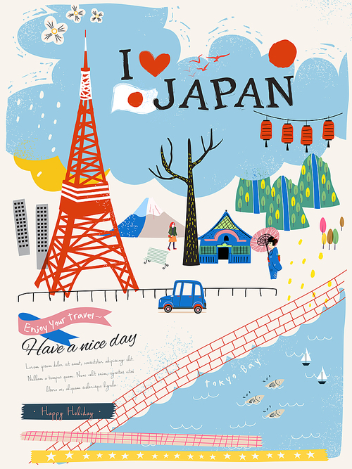 lovely Japan impression poster with tokyo tower