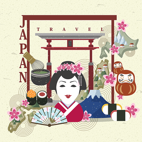 Japan travel map concept in flat design