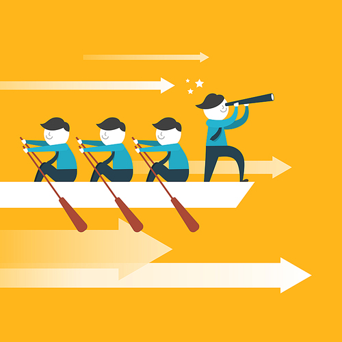 flat design for team work concept over yellow