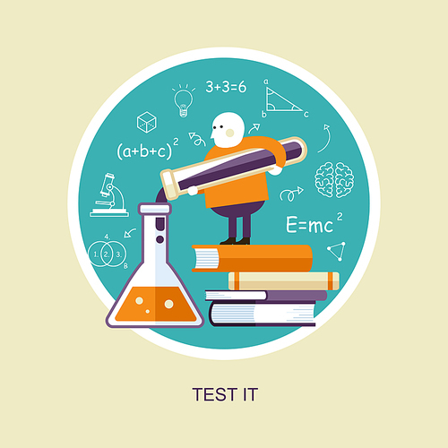 test it concept in flat design style