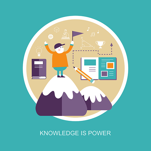 knowledge is power concept in flat design style