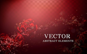 Elegant rose background, crimson rose with sparkling elements on transparent background, 3d illustration