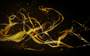 golden light abstract element, dark golden background, 3d illustration