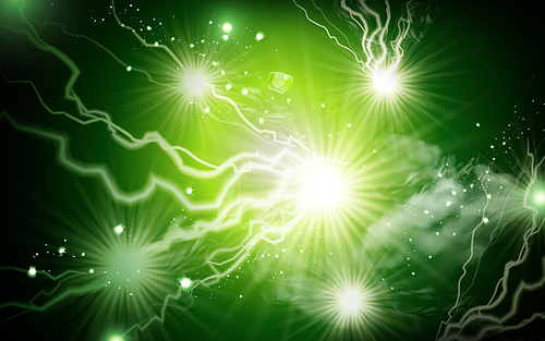 green sparkling light element, can be used as special effect, isolated green background