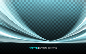 turquoise lustrous wavy effect on two sides, 3d illustration transparent background