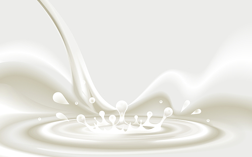 pouring milky white liquid element that provokes ripples, 3d illustration