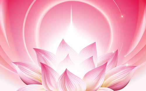 complete pink lotus at the lower half of the picture, 3d illustration