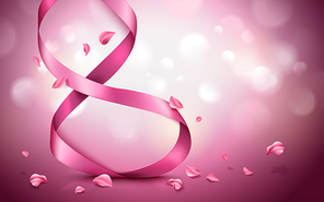 vertical pink ribbon elements for decorative uses, isolated flower petal pink background