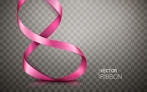 vertical pink ribbon elements for decorative uses, isolated transparent background