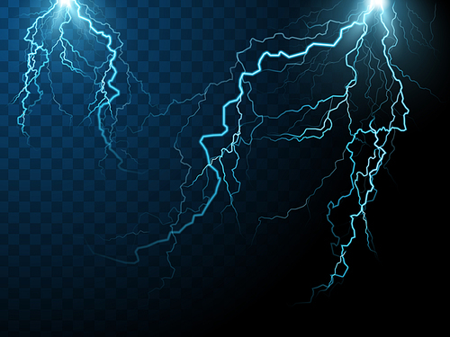 two streaks of lightning, special effect transparent background, 3d illustration