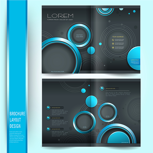 half fold business brochure template with black and blue