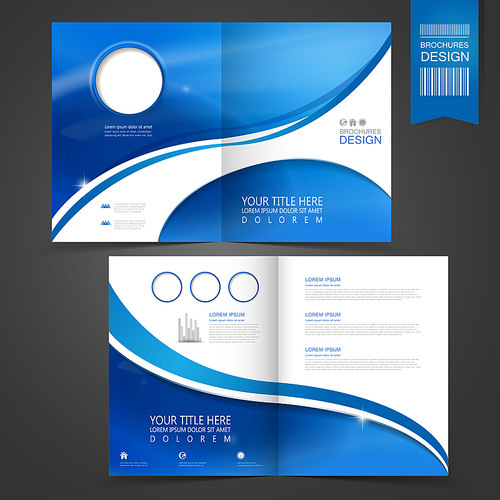 blue template design for business advertising brochure