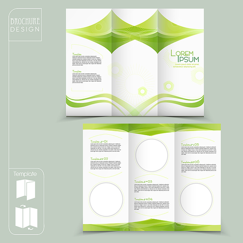 modern tri-fold green template for business advertising brochure