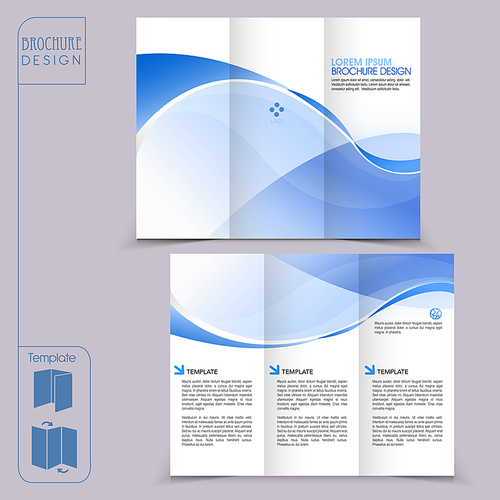 abstract tri-fold blue template for business advertising brochure