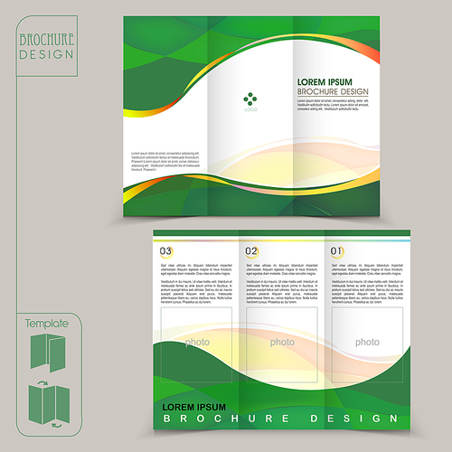 abstract tri-fold green template for business advertising brochure