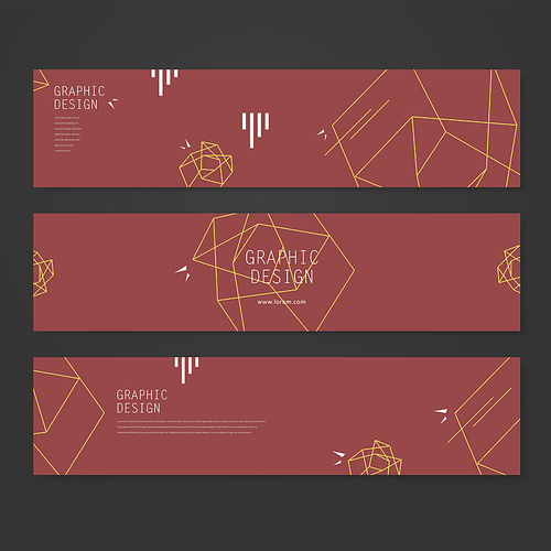 simplicity banner template design with elegant polygon element over red background
