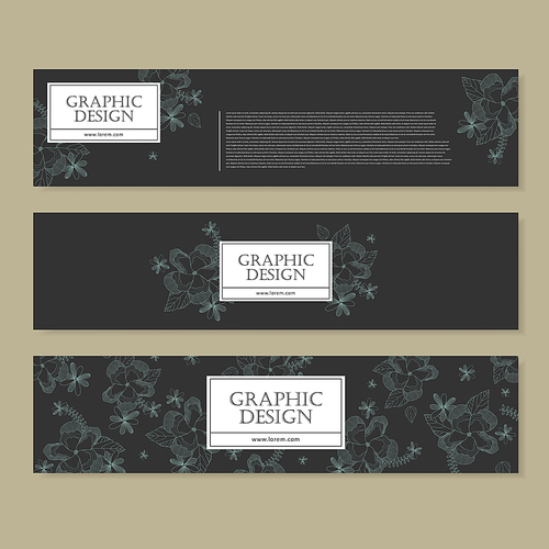 graceful banner template design with delicate blue floral pattern
