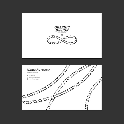 graceful business card template design with elegant rope pattern over white background