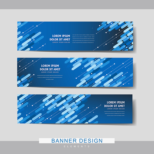 high-tech banner set template design with blue geometric elements