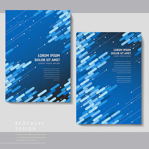 high-tech brochure template design with blue geometric elements