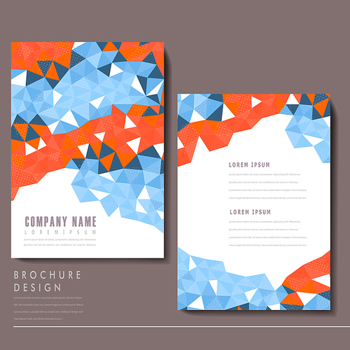 attractive brochure template design with polygon elements in orange and blue