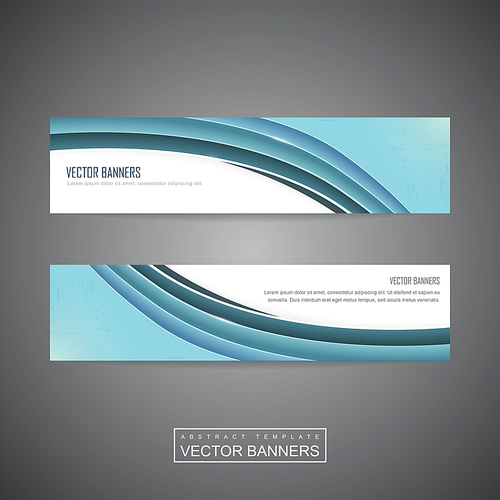 elegant banner template design with blue streamline wave