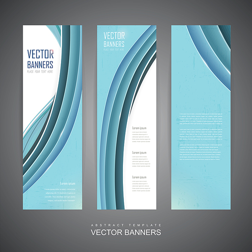 elegant banner template design with blue streamline wave