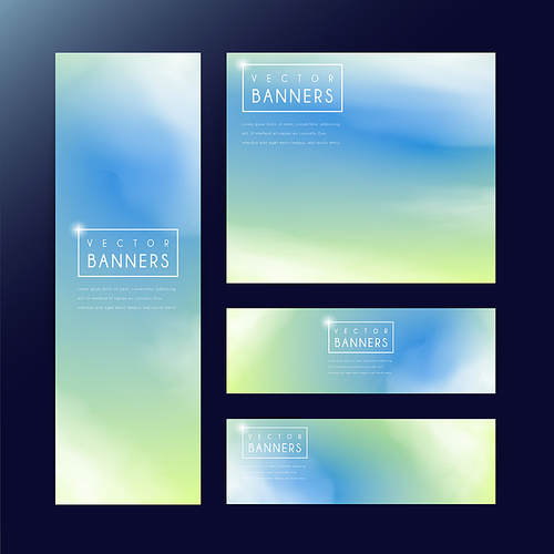 abstract banner template design with blurred background in green and blue