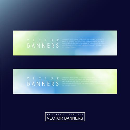 abstract banner template design with blurred background in green and blue